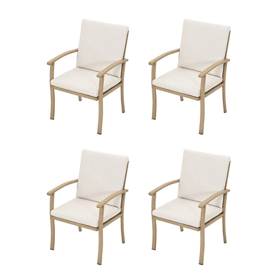 HAPPATIO Outdoor Dining Chairs Set, Aluminum Patio Dining Chairs with Curved Armrest, Removable Cushions for Patio, Deck