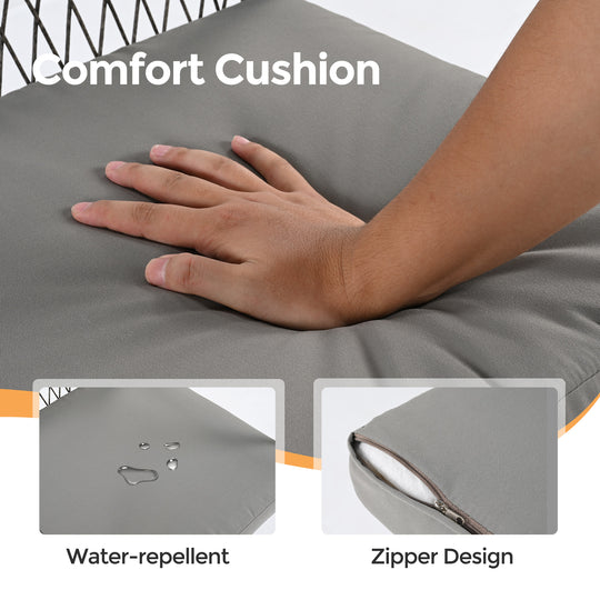 HAPPATIO Rattan Patio Dining Set, Outdoor Dining Set with Wicker Swivel Chairs, Powder-Coated Rectangular Dining Table with Umbrella Hole, Removable Cushions for Outside Lawn, Garden, Yard