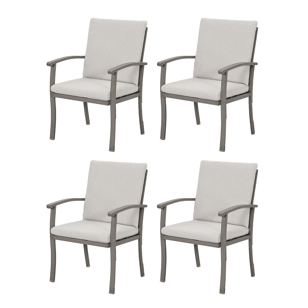 HAPPATIO Outdoor Dining Chairs Set, Aluminum Patio Dining Chairs with Curved Armrest, Removable Cushions for Patio, Deck