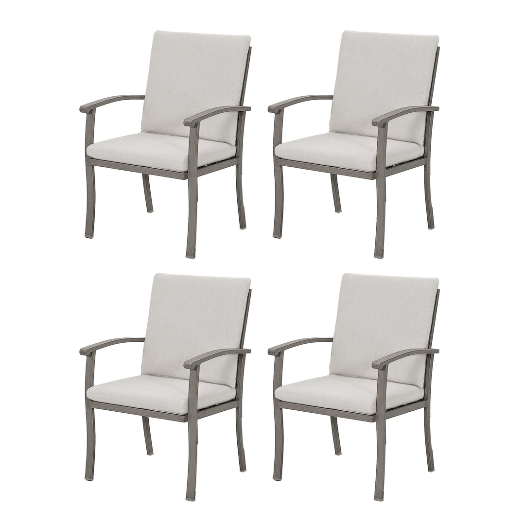 HAPPATIO Outdoor Dining Chairs Set, Aluminum Patio Dining Chairs with Curved Armrest, Removable Cushions for Patio, Deck
