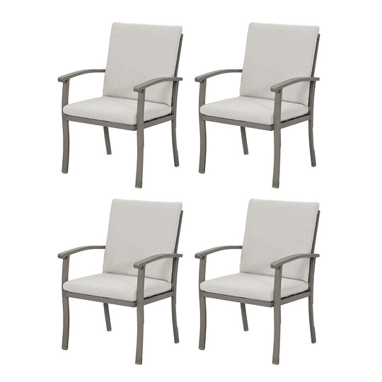 HAPPATIO Outdoor Dining Chairs Set, Aluminum Patio Dining Chairs with Curved Armrest, Removable Cushions for Patio, Deck