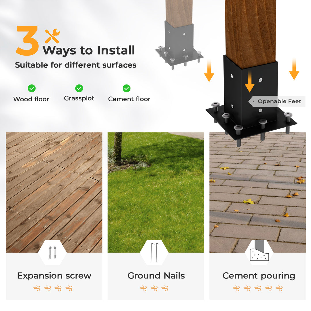 HAPPATIO 10' X 13' Outdoor Pergola Pretreated Wood Pergola for Deck, Backyard, Patio, Wooden Frame with Pergola Brackets and Expansion Screws