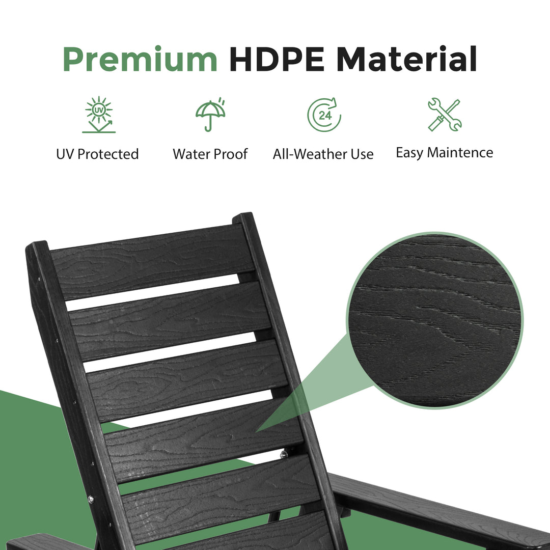 HAPPATIO Outdoor Lounge Chair, HDPE Chaise Lounge 5-Level Adjustable Backrest, Pool Lounge Chair with Wheels and Cup Holder, Waterproof Pool Plastic Recliner Chair for Patio Beach Poolside