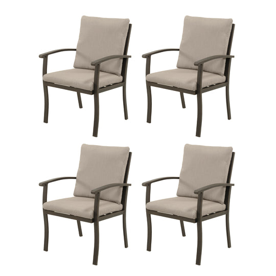 HAPPATIO Outdoor Dining Chairs Set, Aluminum Patio Dining Chairs with Curved Armrest, Removable Cushions for Patio, Deck