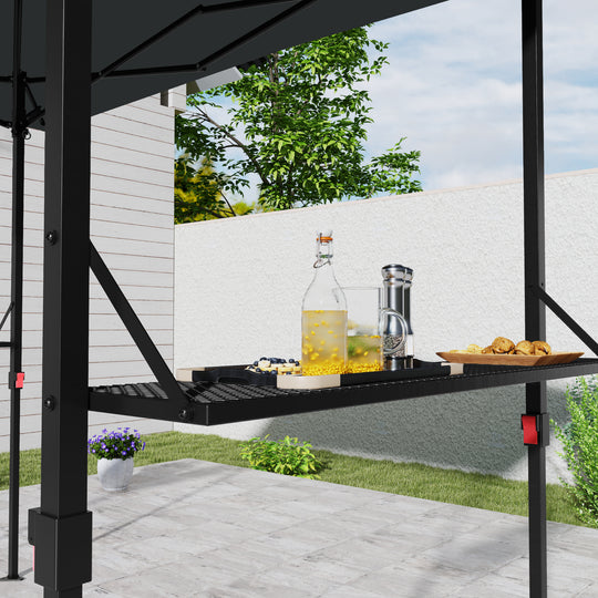 HAPPATIO 8×5 FT Pop Up Grill Gazebo, Outdoor Grill Canopy with Vented Roof & Side Shelves, Large Portable Canopy for Outdoor Barbecue, Backyard, Patio, Easy Set up