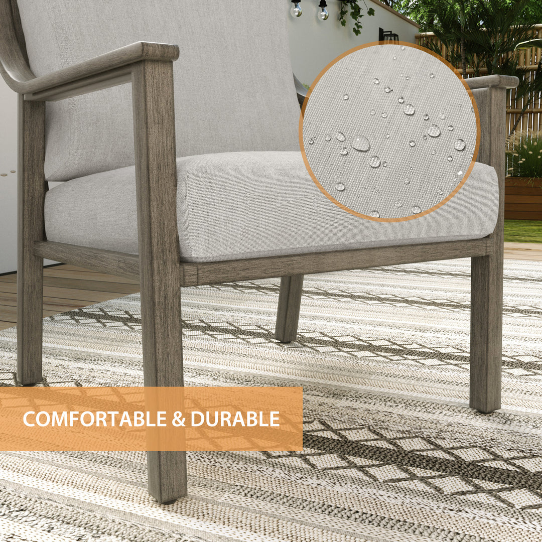 HAPPATIO 3-Piece Patio Bistro Set, All-Weather Aluminum Outdoor Conversation Set Includes 1 Side Table and 2 Cushioned Armchairs for Porch, Deck, or Garden