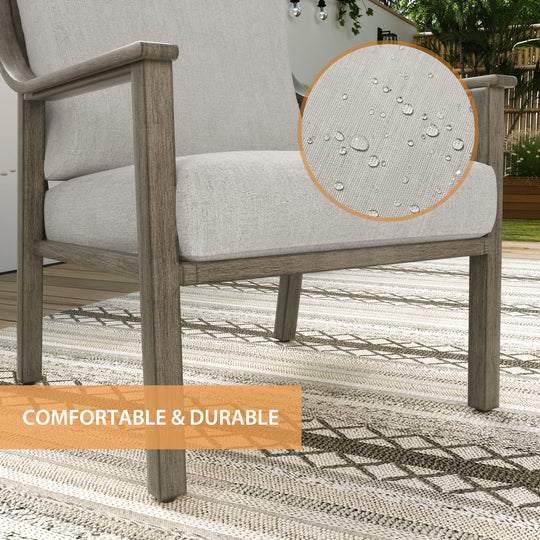 HAPPATIO 3-Piece Patio Bistro Set, All-Weather Aluminum Outdoor Conversation Set Includes 1 Side Table and 2 Cushioned Armchairs for Porch, Deck, or Garden