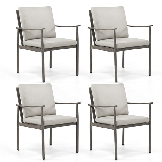 HAPPATIO Outdoor Dining Chairs Set, Aluminum Patio Dining Chairs with Cushion, Ergonomic Rope Design Backrest and Armrest,for Porch Backyard Pool