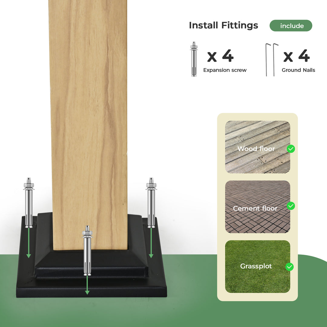 HAPPATIO 10' x 13' Arched Top Outdoor Pergola, Aluminum Frame with Storage Shelf, Wood-Like Frame Patio Pergola Shade for Patio, Backyard, Garden, Poolside, Beige