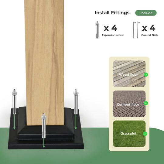 HAPPATIO 10' x 13' Arched Top Outdoor Pergola, Aluminum Frame with Storage Shelf, Wood-Like Frame Patio Pergola Shade for Patio, Backyard, Garden, Poolside, Beige