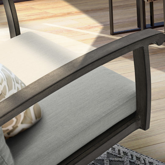 HAPPATIO Patio Dining Set, Aluminum Outdoor Dining Set, Dining Table with Umbrella Hole and 6 Chairs, Outdoor Table and Chairs with Removable Cushion for Lawn Yard Patio