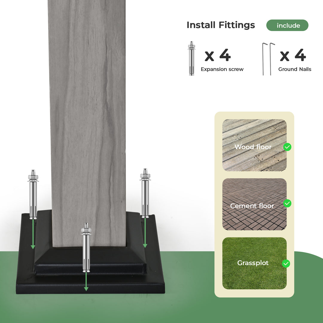 HAPPATIO 10' x 13' Arched Top Outdoor Pergola, Aluminum Frame with Storage Shelf, Wood-Like Frame Patio Pergola Shade for Patio, Backyard, Garden, Poolside, Beige