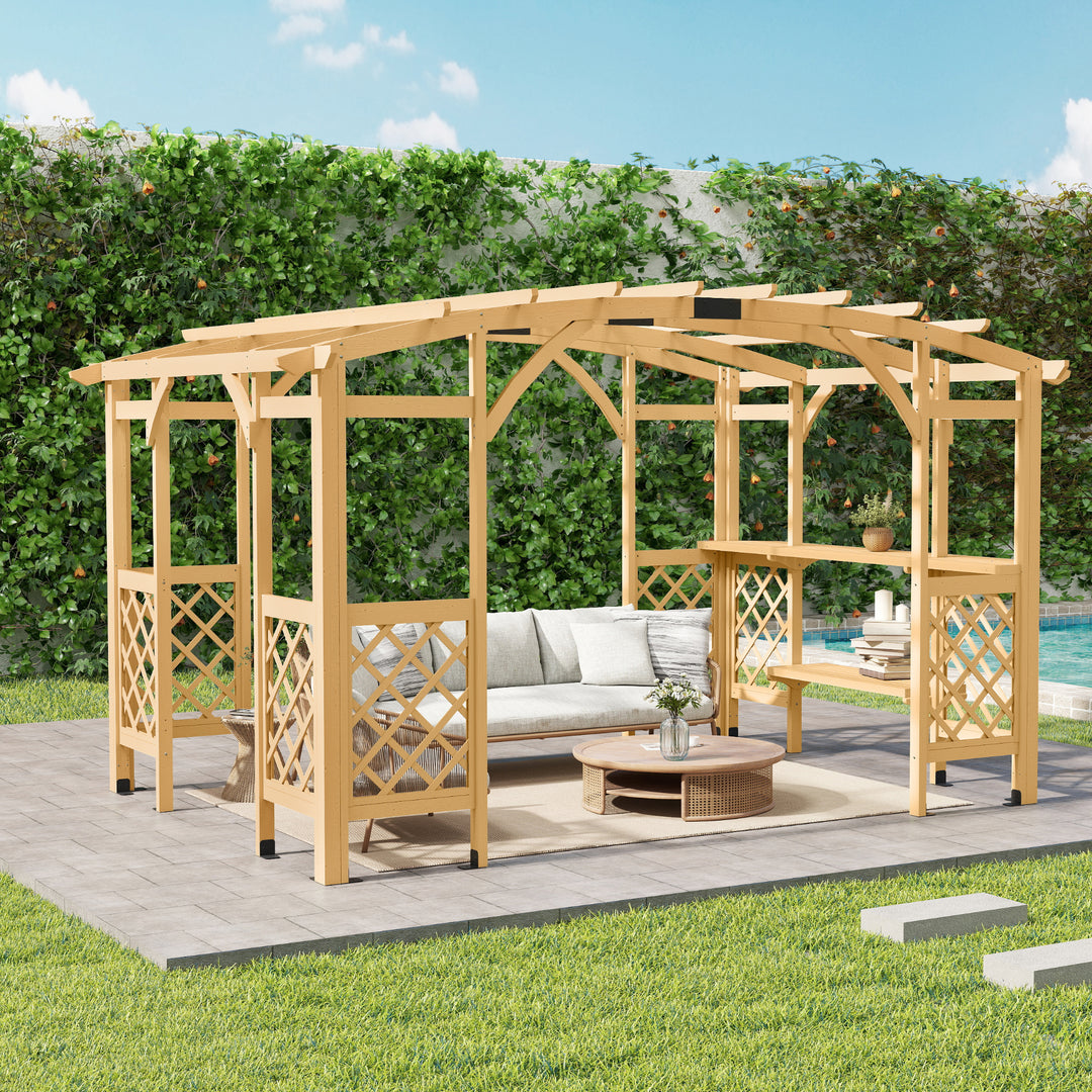 wood grape trellis HAPPATIO 10' x 14' Pergola Outdoor, Wooden Pergola Grape Trellis with – Happatio