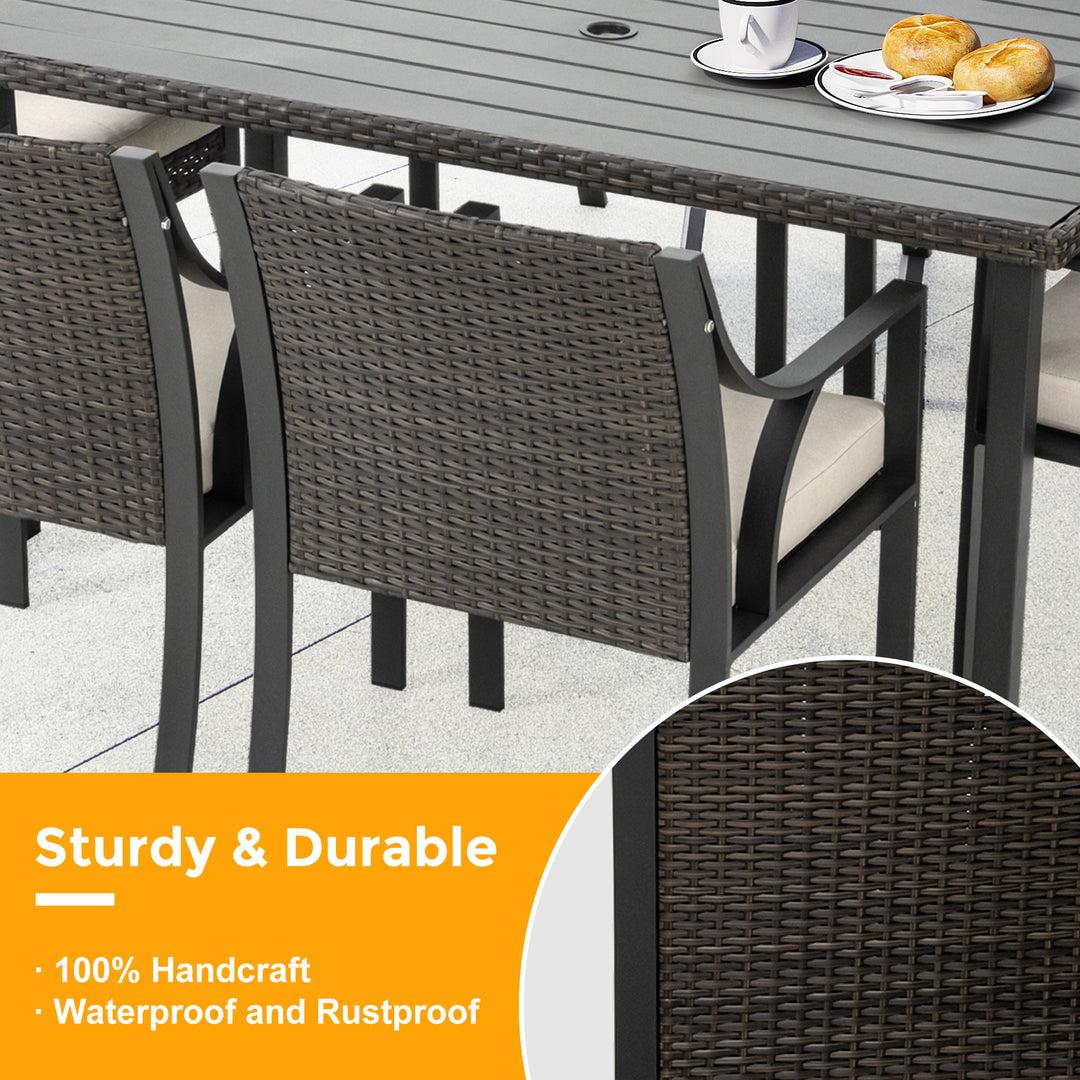 7 Piece Rattan Patio Dining Set