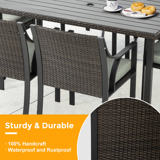 7 Piece Rattan Patio Dining Set