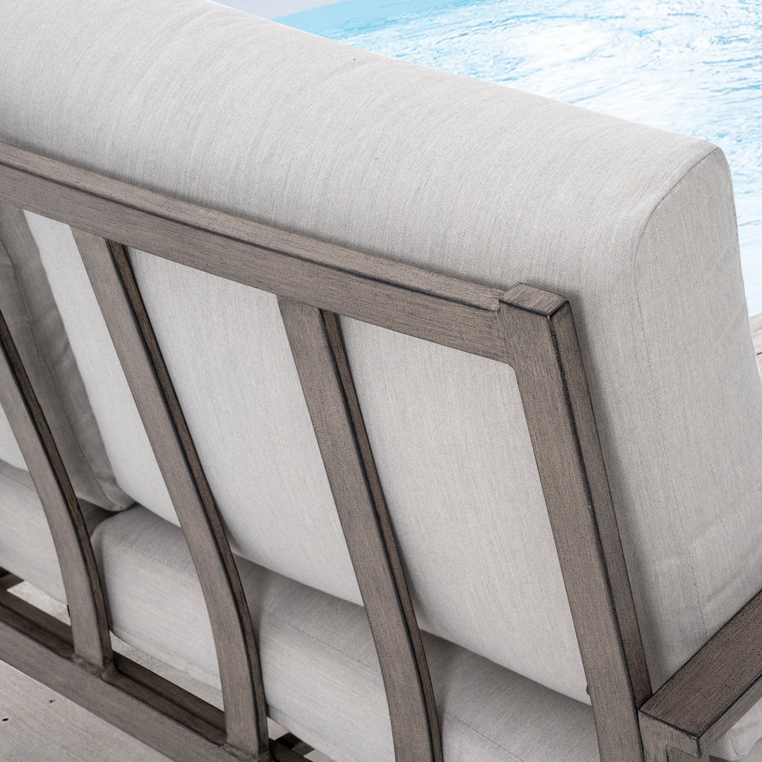 HAPPATIO 7 Piece Aluminum Patio Furniture Set, Outdoor Sectional Sofa with Ottomans and Coffee Table, Garden Conversation Set with Armchairs for Lawn Deck (Gray)