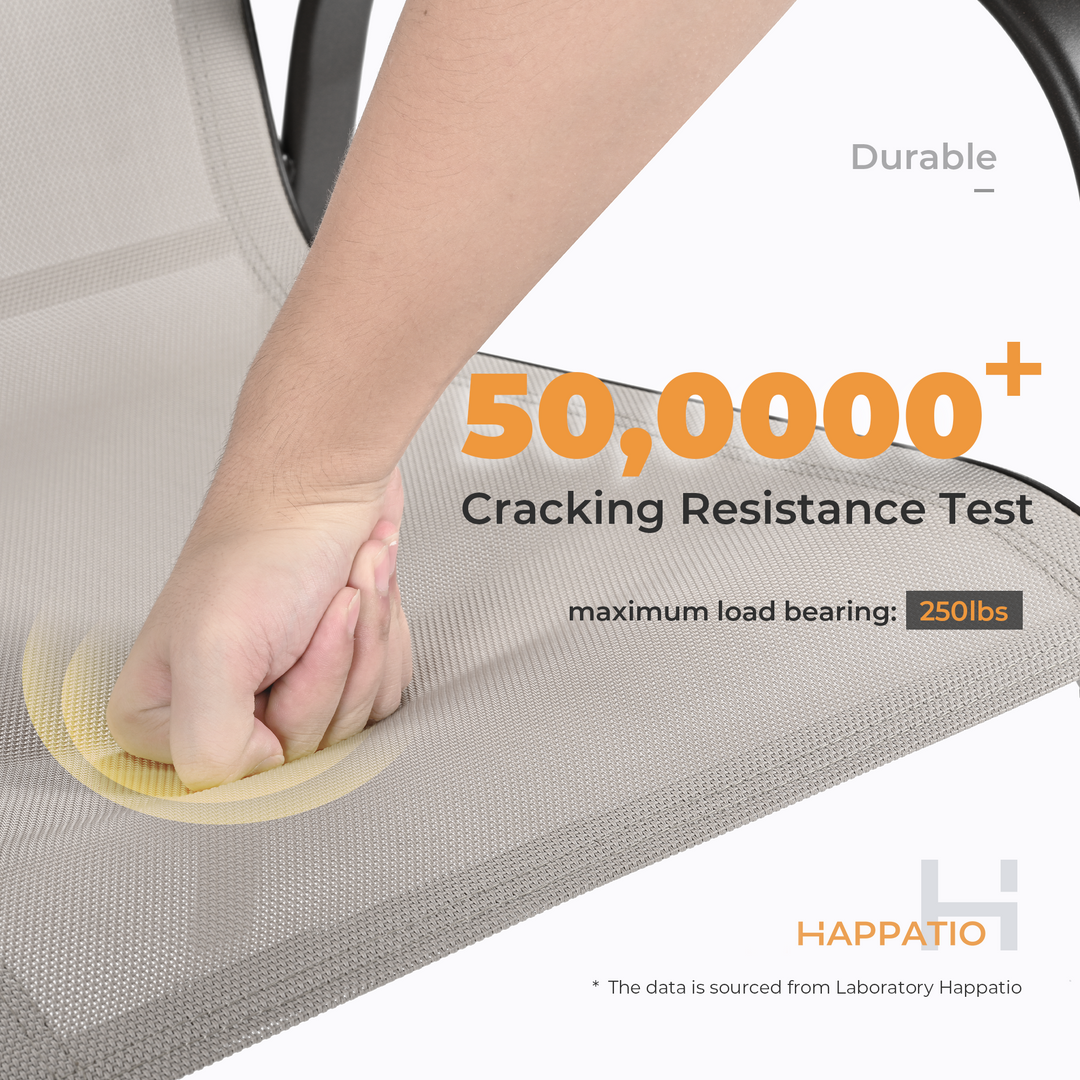 HAPPATIO Outdoor Patio Dining Set, Quick Dry Textilene Dining Chairs and Dining Table with Umbrella Hole, Stackable Textilene Chairs for Garden, Patio and Poolside Backyard