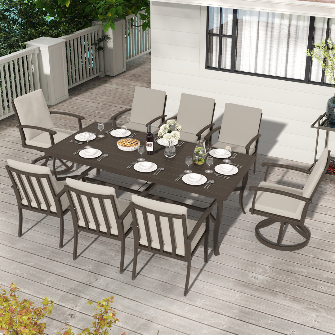 HAPPATIO Outdoor Dining Chairs Set, Aluminum Patio Dining Chairs with Curved Armrest, Removable Cushions for Patio, Deck