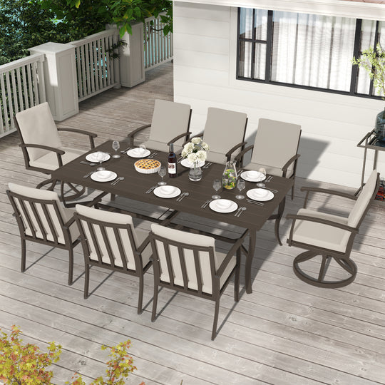 HAPPATIO Outdoor Dining Chairs Set, Aluminum Patio Dining Chairs with Curved Armrest, Removable Cushions for Patio, Deck
