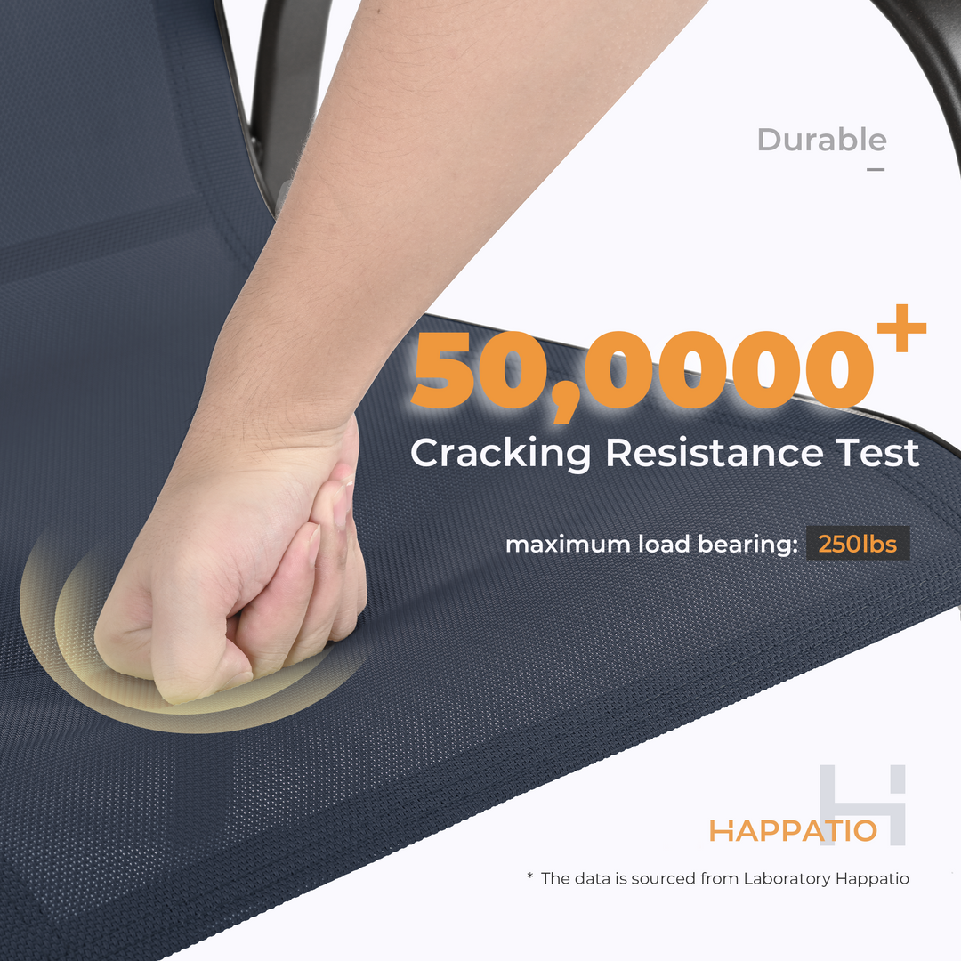 HAPPATIO Outdoor Patio Dining Set, Quick Dry Textilene Dining Chairs and Dining Table with Umbrella Hole, Stackable Textilene Chairs for Garden, Patio and Poolside Backyard