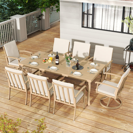 HAPPATIO Outdoor Dining Chairs Set, Aluminum Patio Dining Chairs with Curved Armrest, Removable Cushions for Patio, Deck