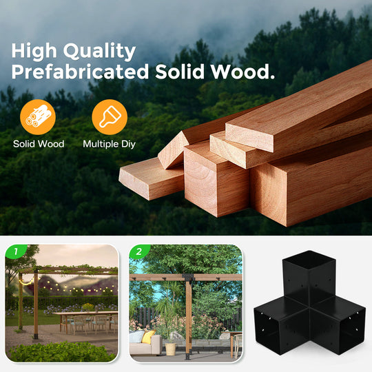 HAPPATIO 10' X 13' Outdoor Pergola Pretreated Wood Pergola for Deck, Backyard, Patio, Wooden Frame with Pergola Brackets and Expansion Screws