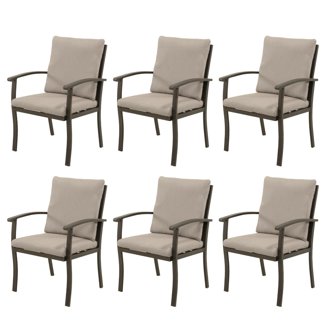 HAPPATIO Outdoor Dining Chairs Set, Aluminum Patio Dining Chairs with Curved Armrest, Removable Cushions for Patio, Deck