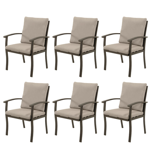 HAPPATIO Outdoor Dining Chairs Set, Aluminum Patio Dining Chairs with Curved Armrest, Removable Cushions for Patio, Deck
