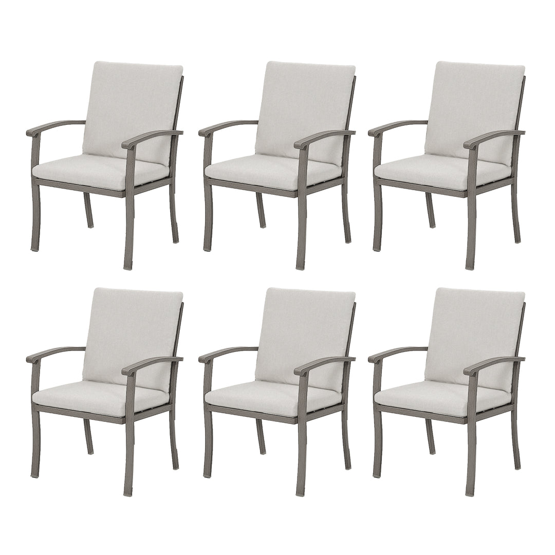 HAPPATIO Outdoor Dining Chairs Set, Aluminum Patio Dining Chairs with Curved Armrest, Removable Cushions for Patio, Deck