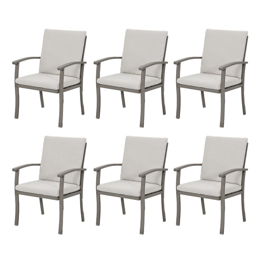 HAPPATIO Outdoor Dining Chairs Set, Aluminum Patio Dining Chairs with Curved Armrest, Removable Cushions for Patio, Deck