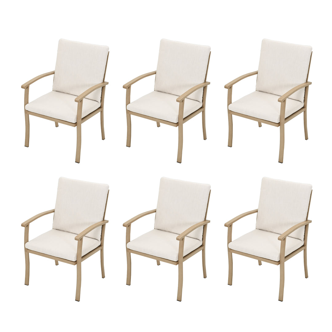 HAPPATIO Outdoor Dining Chairs Set, Aluminum Patio Dining Chairs with Curved Armrest, Removable Cushions for Patio, Deck