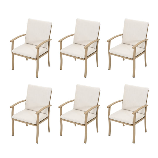 HAPPATIO Outdoor Dining Chairs Set, Aluminum Patio Dining Chairs with Curved Armrest, Removable Cushions for Patio, Deck