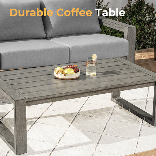 HAPPATIO Aluminum Patio Furniture Set, 4-Piece Oversized Outdoor Conversation Set with Deep Seating and Wide Armrest, Armchairs with 6" Cushion