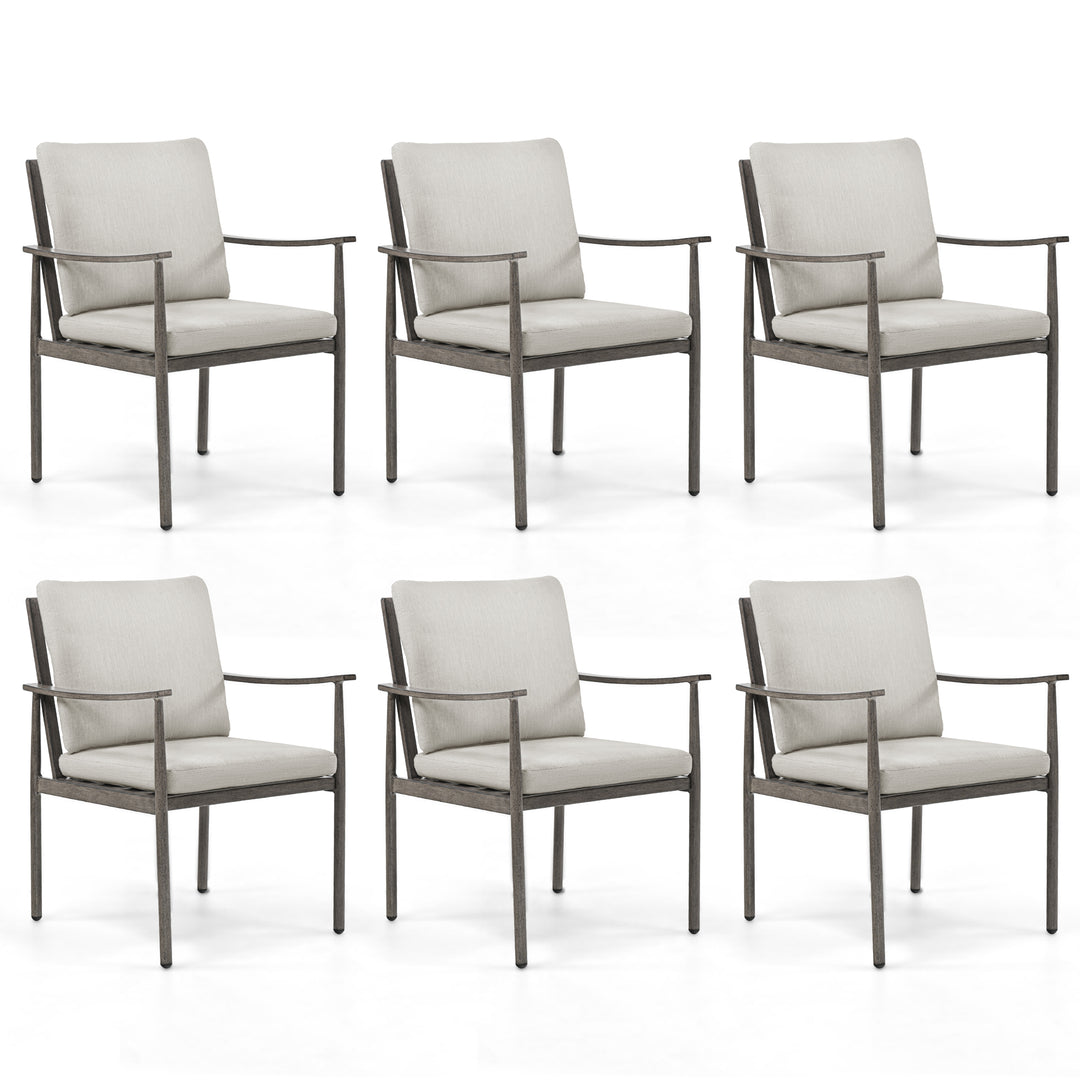 HAPPATIO Outdoor Dining Chairs Set, Aluminum Patio Dining Chairs with Cushion, Ergonomic Rope Design Backrest and Armrest,for Porch Backyard Pool