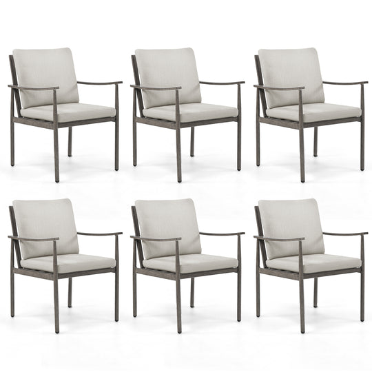 HAPPATIO Outdoor Dining Chairs Set, Aluminum Patio Dining Chairs with Cushion, Ergonomic Rope Design Backrest and Armrest,for Porch Backyard Pool