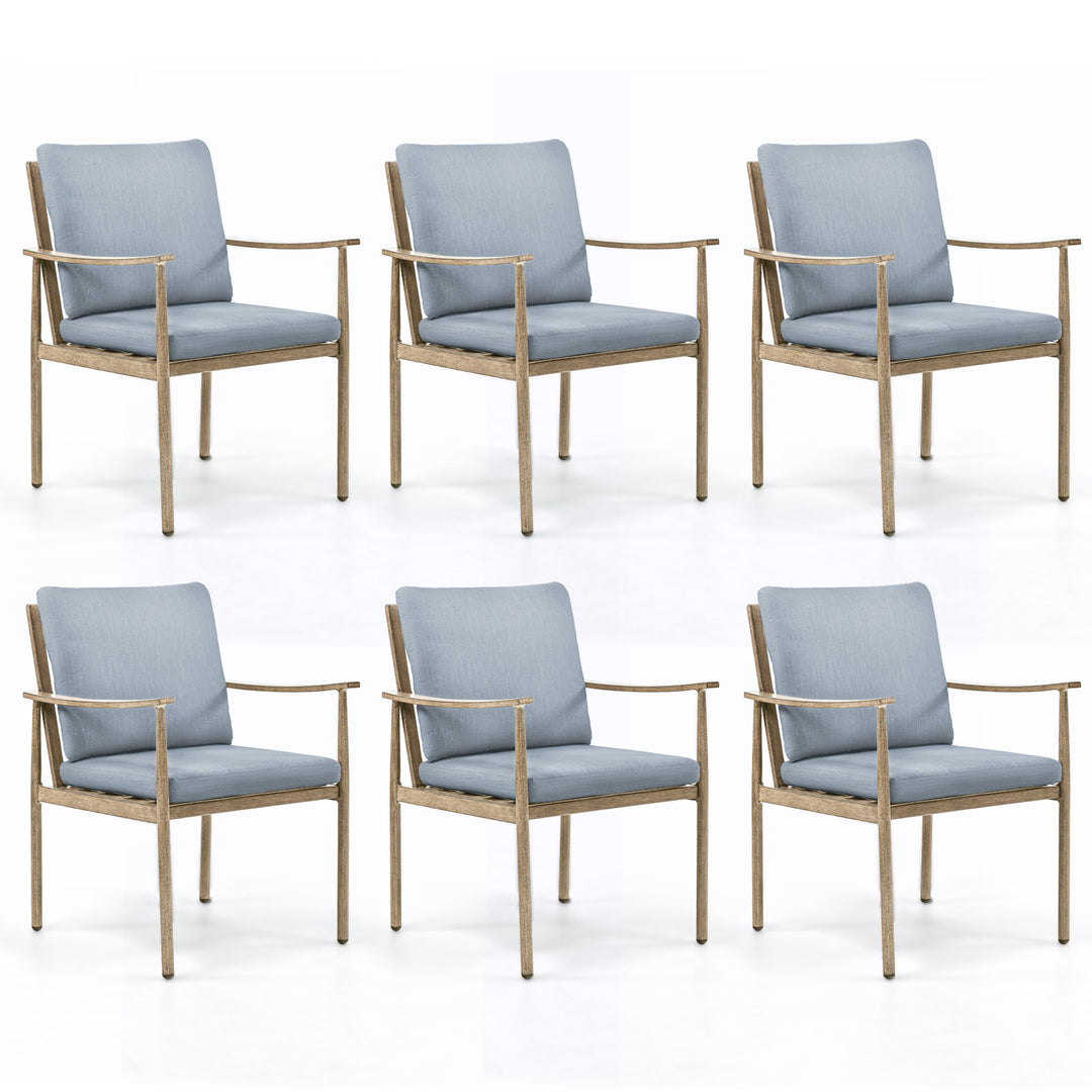 HAPPATIO Outdoor Dining Chairs Set, Aluminum Patio Dining Chairs with Cushion, Ergonomic Rope Design Backrest and Armrest,for Porch Backyard Pool