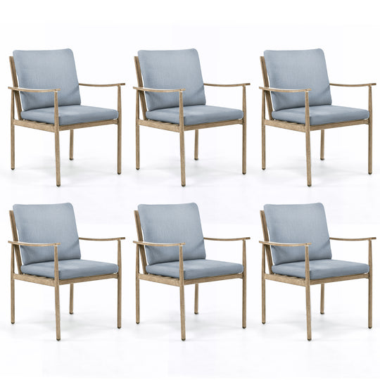 HAPPATIO Outdoor Dining Chairs Set, Aluminum Patio Dining Chairs with Cushion, Ergonomic Rope Design Backrest and Armrest,for Porch Backyard Pool
