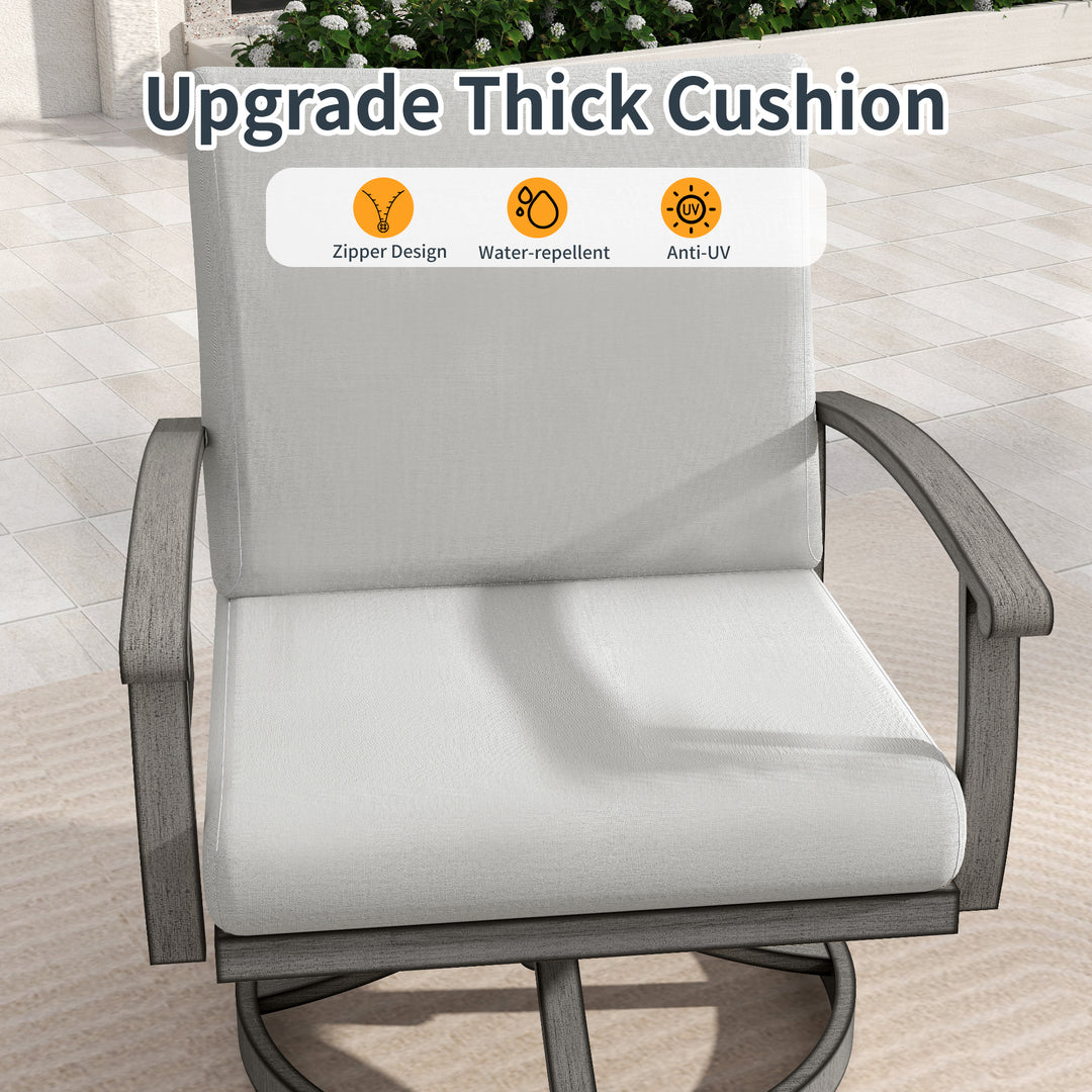 Outdoor Patio Swivel Sofa Chairs Set of 2, Aluminum Rocking Swivel Chairs with Thicken Removable Cushions, Waterproof and Easy Maintenance for Deck, Lawn, Outside