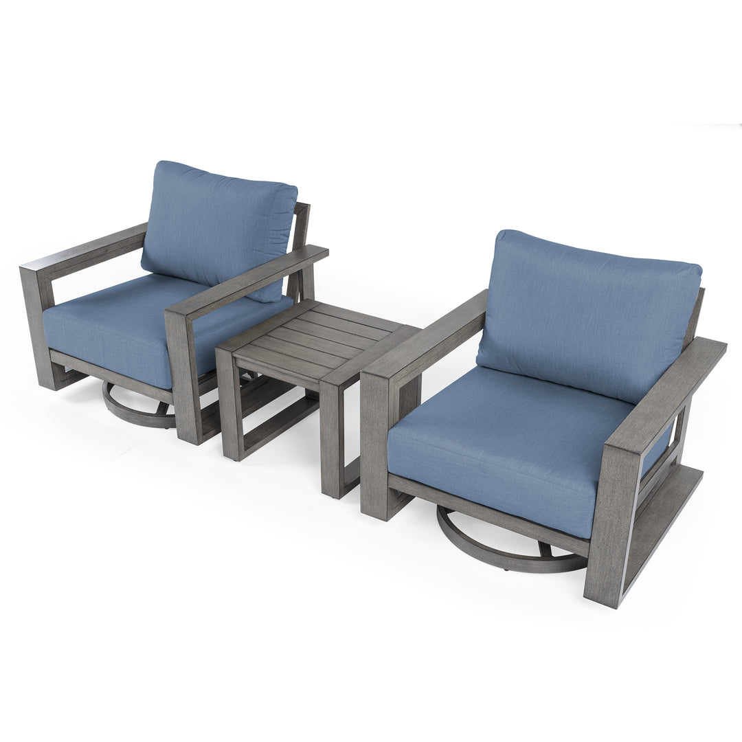 HAPPATIO Aluminum Patio Furniture Set, 3-Piece Oversized Outdoor Conversation Set with Deep Seating and Wide Armrest, Patio Conversation Sets with 6" Cushion