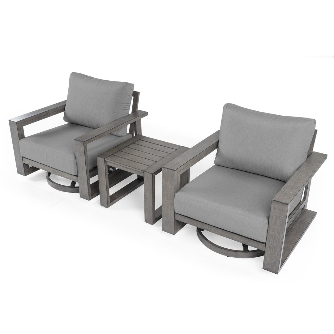 HAPPATIO Aluminum Patio Furniture Set, 3-Piece Oversized Outdoor Conversation Set with Deep Seating and Wide Armrest, Patio Conversation Sets with 6" Cushion