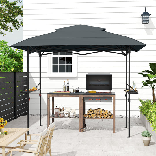HAPPATIO 8×5 FT Pop Up Grill Gazebo, Outdoor Grill Canopy with Vented Roof & Side Shelves, Large Portable Canopy for Outdoor Barbecue, Backyard, Patio, Easy Set up