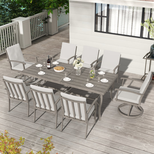 HAPPATIO Outdoor Dining Chairs Set, Aluminum Patio Dining Chairs with Curved Armrest, Removable Cushions for Patio, Deck