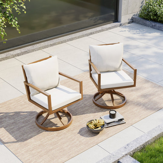 HAPPATIO Patio Dining Chairs Set, All-Weather Outdoor Dining Chair with Aluminum Frame and Removable Cushion, Ideal for Lawn Yard Backyard