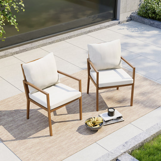 HAPPATIO Patio Dining Chairs Set, All-Weather Outdoor Dining Chair with Aluminum Frame and Removable Cushion, Ideal for Lawn Yard Backyard