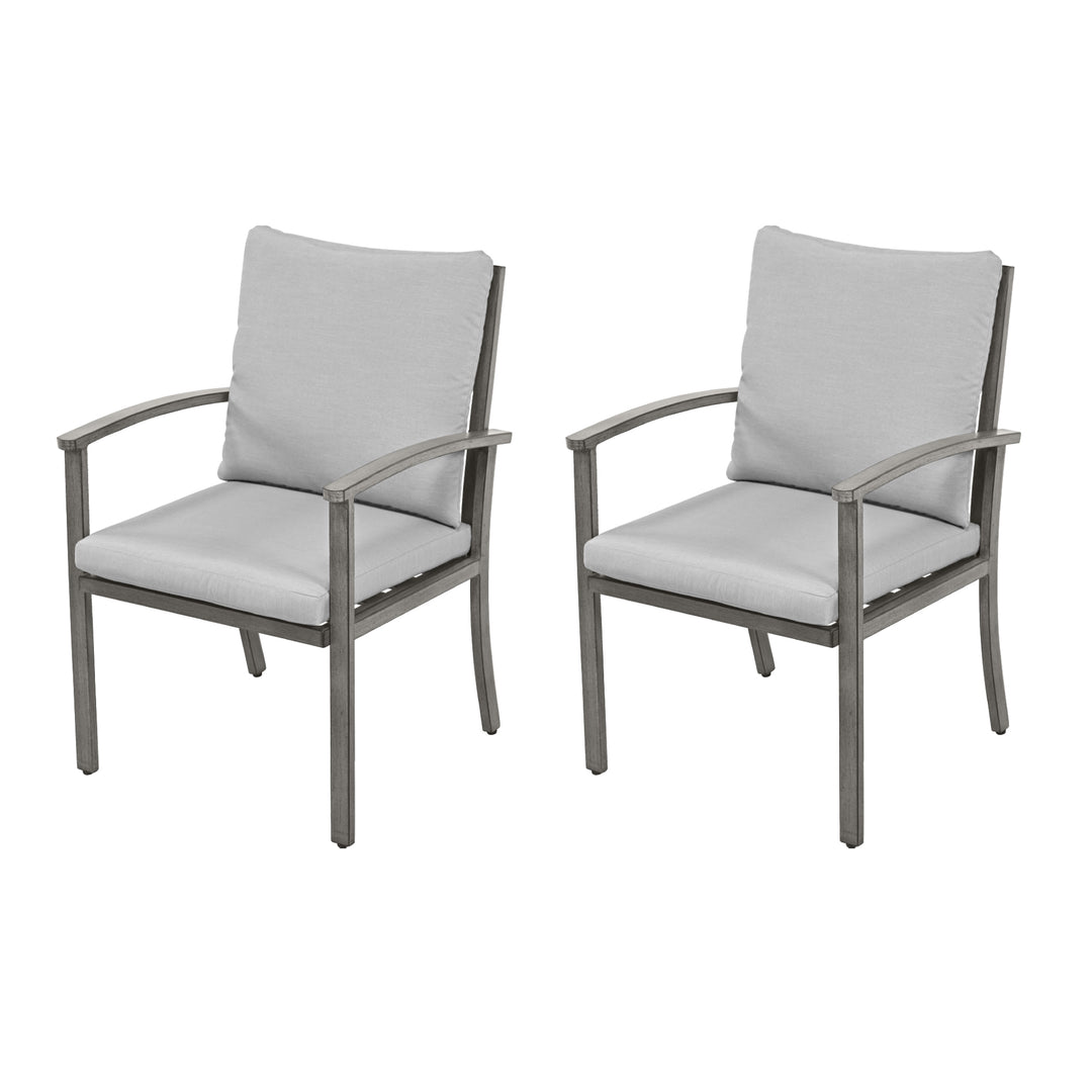 HAPPATIO Outdoor Dining Chairs Set, Aluminum Patio Dining Chairs with Cushion, Ergonomic Rope Design Backrest and Armrest,for Porch Backyard Pool