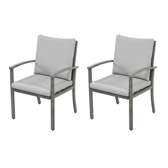 HAPPATIO Outdoor Dining Chairs Set, Aluminum Patio Dining Chairs with Cushion, Ergonomic Rope Design Backrest and Armrest,for Porch Backyard Pool