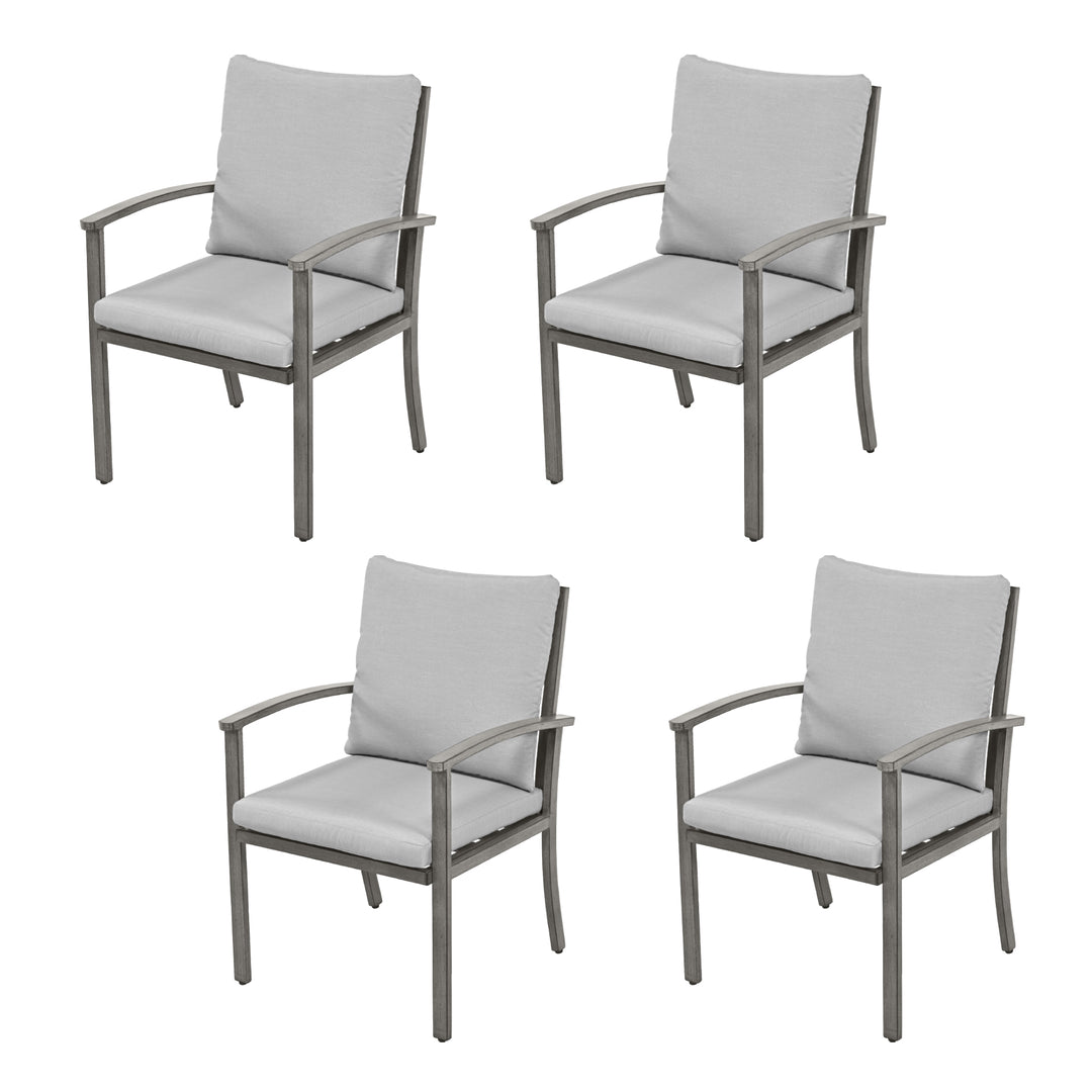 HAPPATIO Outdoor Dining Chairs Set, Aluminum Patio Dining Chairs with Cushion, Ergonomic Rope Design Backrest and Armrest,for Porch Backyard Pool