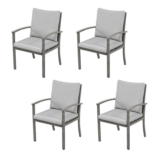 HAPPATIO Outdoor Dining Chairs Set, Aluminum Patio Dining Chairs with Cushion, Ergonomic Rope Design Backrest and Armrest,for Porch Backyard Pool