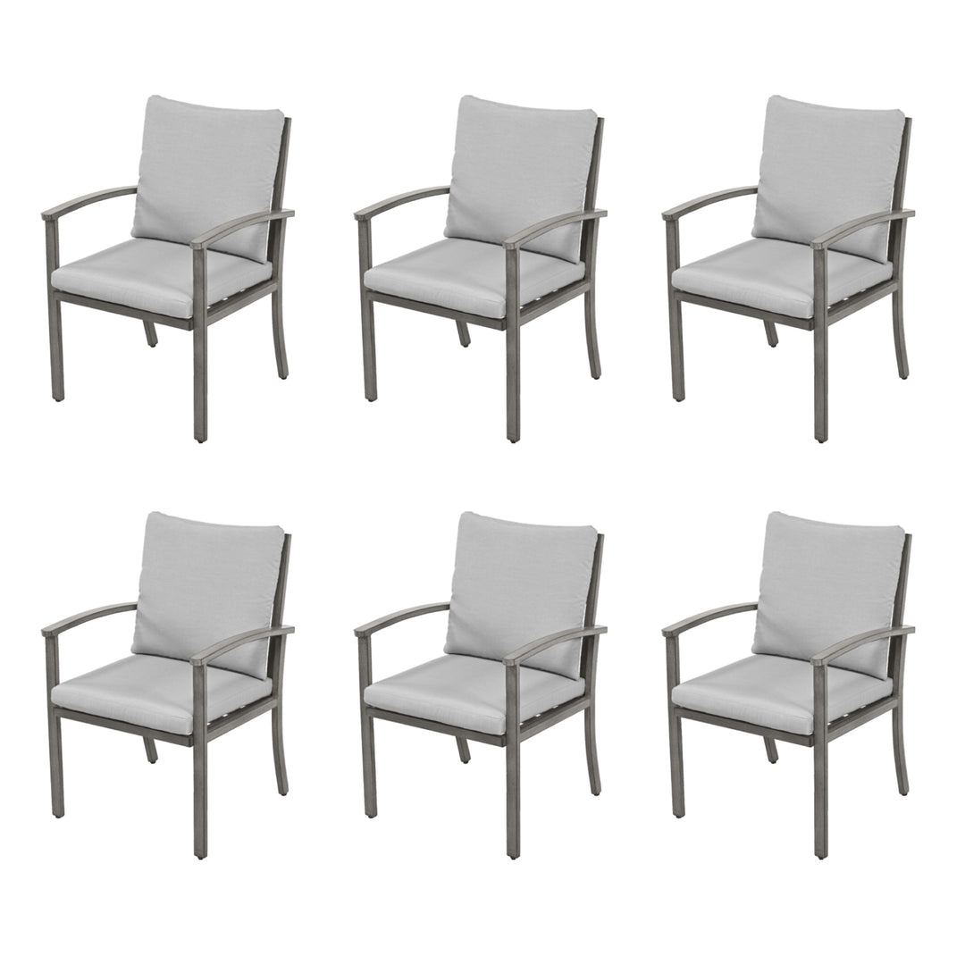 HAPPATIO Outdoor Dining Chairs Set, Aluminum Patio Dining Chairs with Cushion, Ergonomic Rope Design Backrest and Armrest,for Porch Backyard Pool