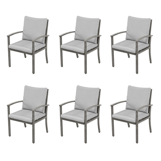 HAPPATIO Outdoor Dining Chairs Set, Aluminum Patio Dining Chairs with Cushion, Ergonomic Rope Design Backrest and Armrest,for Porch Backyard Pool